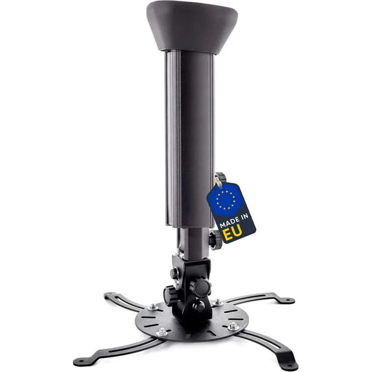 EDBAK Beamer Halterung Decke, Höhenverstellbar 475-650 mm, bis 30 kg, Neigbar -7,5°/+7,5°, Schwarz, Interne Kabelführung