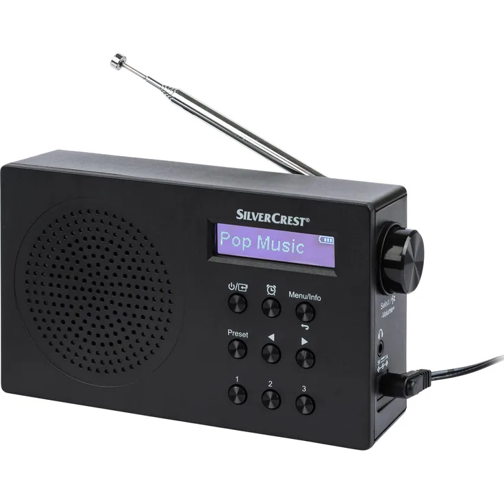 SilverCrest DAB+ Taschenradio »SDR 15 A2« in schwarz, mit 60 Senderspeicherplätzen und integriertem Li-Ionen Akku für bis zu 10 Std. Spielzeit