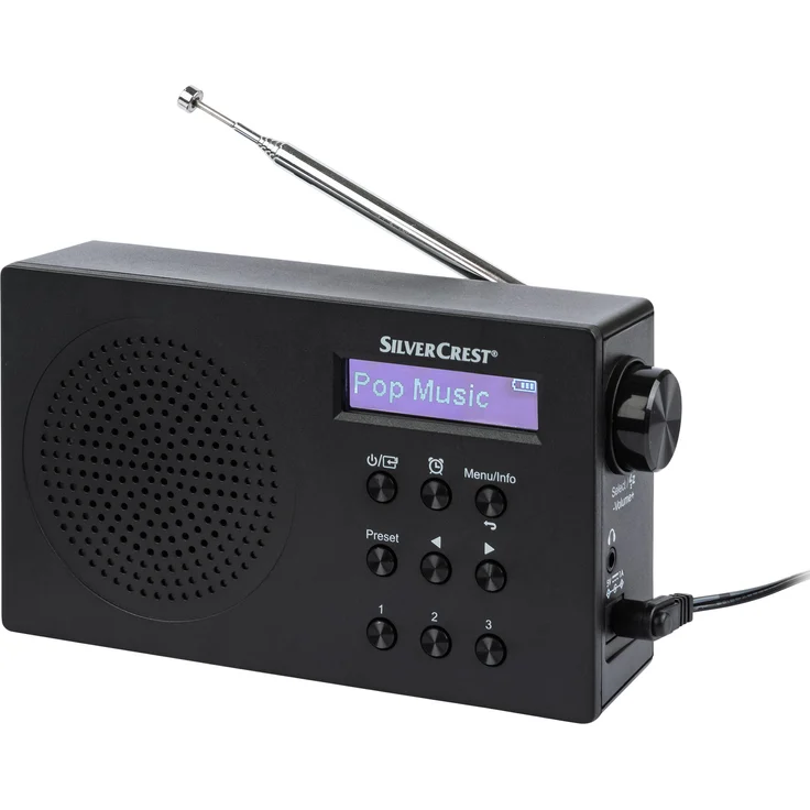SilverCrest DAB+ Taschenradio »SDR 15 A2« in schwarz, mit 60 Senderspeicherplätzen und integriertem Li-Ionen Akku für bis zu 10 Std. Spielzeit
