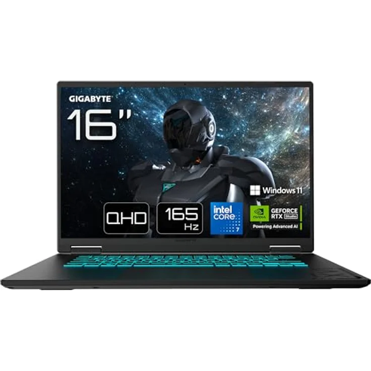 GIGABYTE GAMING A16 PRO DXHG4DECC4SH, 16" QHD Laptop mit 165Hz Display, Intel Core i7 240H, 32GB DDR5 RAM, 1TB SSD, NVIDIA GeForce RTX 5070Ti, Windows 11 Home, schwarz – Bild 1