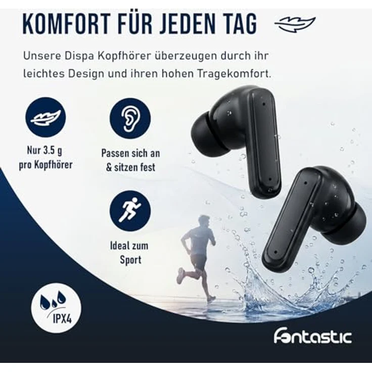 Fontastic In-Ear Kopfhörer DISPA+ Smart Case, schwarz, True Wireless mit ANC- und ENC-Technologie – Bild 6