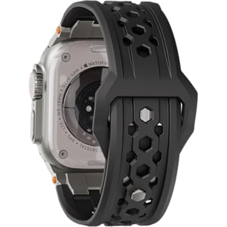 UAG Monarch Strap, Uhrenarmband für Apple Watch Ultra/42/44/45/46mm, Silikon, schwarz/titan, hohe Strapazierfähigkeit und Tragekomfort – Bild 7