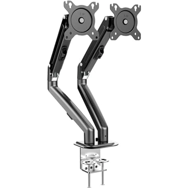 Maclean MC-861N 2-Fach Monitorhalterung Tischhalterung für 2 Monitore mit Gasfeder, 13"-27", bis 14kg, VESA 75x75 100x100, Schwarz – Bild 4