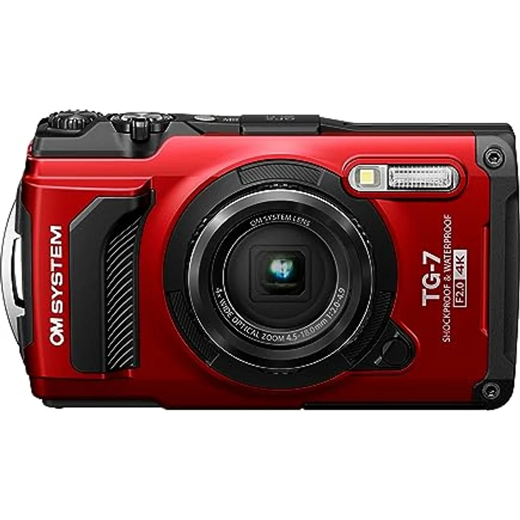 OM SYSTEM Tough TG-7 Rot Digitalkamera,wasserdicht, stoßfest, Unterwasser- und Makro-Aufnahmemodi, 4K-Video, 4-Fach-Weitwinkelzoom (Nachfolgemodell der Olympus TG-6) – Bild 1