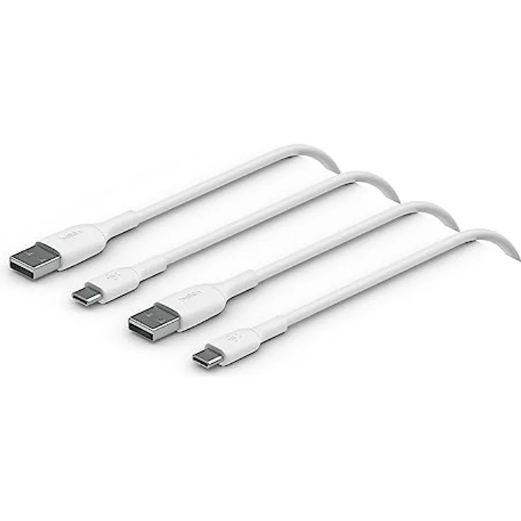 Belkin USB-C-Kabel (Boost Charge USB-C-auf-USB-A-Kabel, USB-Typ-C-Kabel für Geräte wie Galaxy Note 20, S23, S23 +, S23 Ultra, Pixel 7, iPad Pro, iPad Mini, und Nintendo Switch), 1 m, 2er-Pack – Weiß