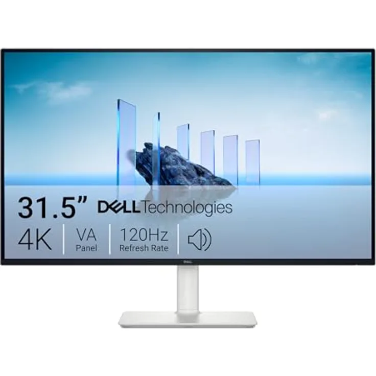 Dell 32 Plus Monitor S3225QS 31,5 Zoll 4K UHD (3840x2160), 120Hz, VA, 4ms, AMD FreeSync Premium, HDR10, 95% DCI-P3, 99% sRGB, Lautsprecher, 2 HDMI, DP, Höhenverstellbar, 3 Jahre Garantie - Curved Display, 3000:1 Kontrastverhältnis, TÜV Rheinland zertifiziert, Schwarz