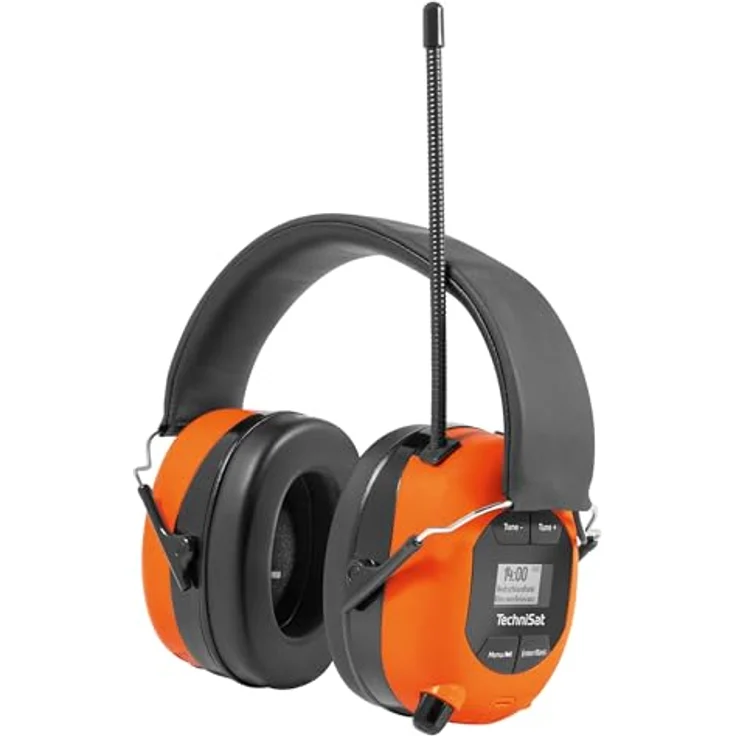 TechniSat STEREOMAN DAB+ OD – Kabelloser Stereo DAB+/FM Bluetooth-Kopfhörer mit Kapselgehörschutz orange/schwarz – Bild 1