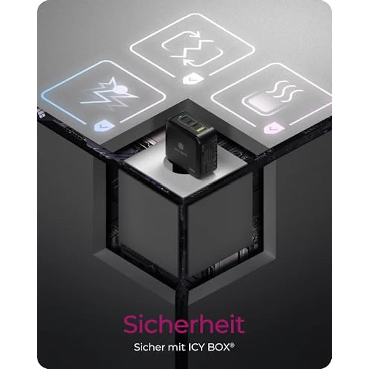Icy Box IB-PS1040-PD, 100 W GaN Wandladegerät mit 3x USB Type-C und 1x USB Type-A, Schwarz – Bild 6