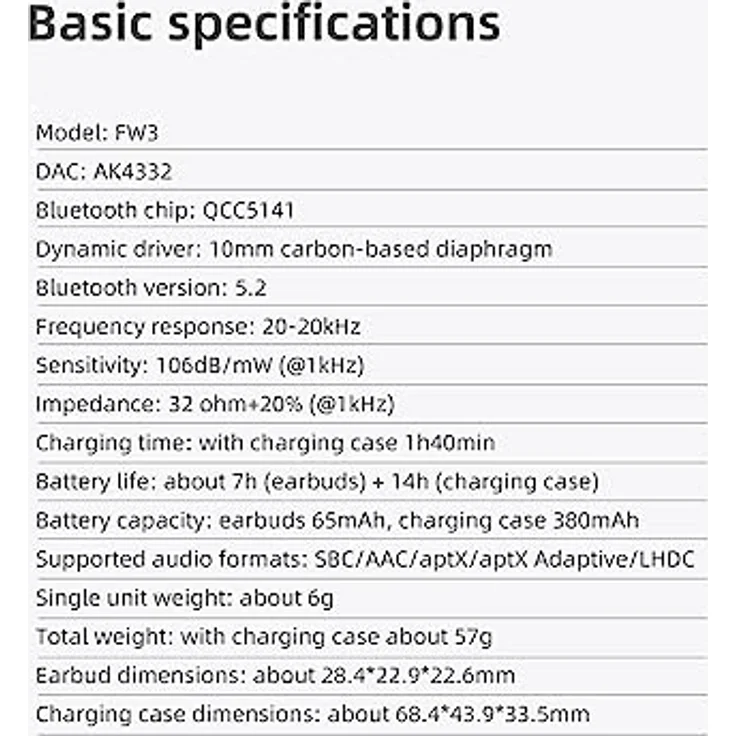 FIIO FW3 Kabellose In-Ear-Kopfhörer (weiß) – Bild 5