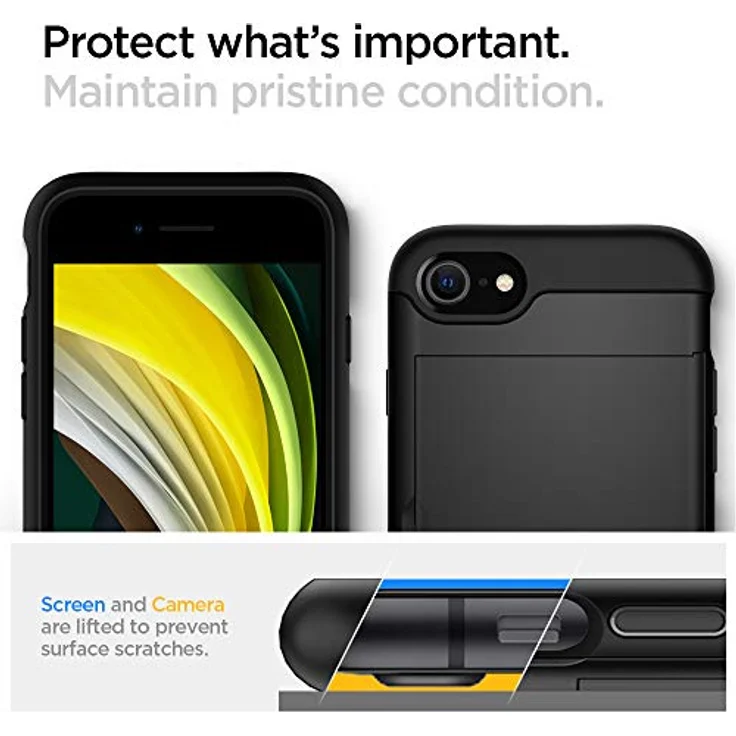 Spigen Slim Armor CS Kompatibel mit iPhone 8-7 Hülle, 2-teilige Kartenfach TPU Schicht + PC Rückschale Schutzhülle Case Schwarz 042CS20455 – Bild 6