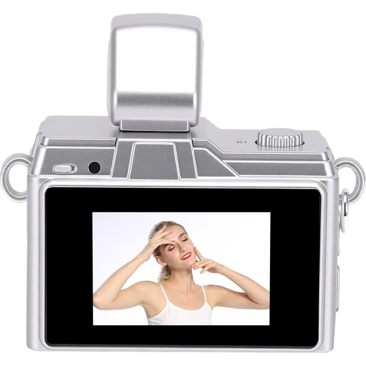 KKmoon Kleine Schlüsselanhänger-Kamera 1080P Vintage mit LED-Licht, 8-MP-Fotos und mehreren Filtern, tragbarer Videorekorder in Weiß
