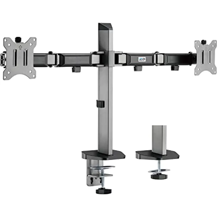 Ergo Office ER-449 Deluxe 2-Fach Gelenk-Monitorhalterung Tischhalterung 17-32" Zoll Schwenkbar Neigbar Höhenverstellbar Doppelarm VESA 75x75 100x100 bis 2x9kg (2-Fach)