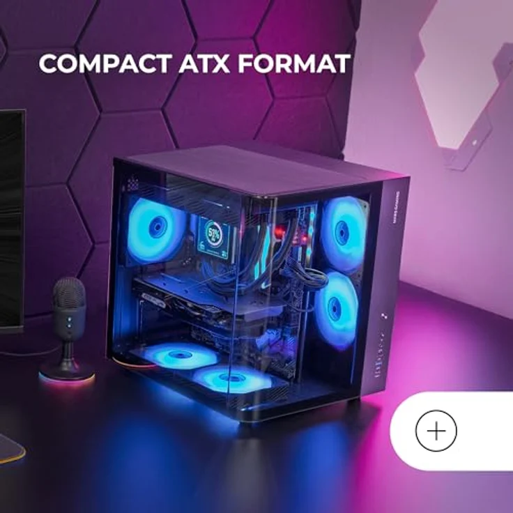 Mars Gaming MC-CURV, Midi Tower PC Gehäuse in Schwarz, ATX, micro ATX, Mini-ITX, mit gehärtetem Glaspanel und verbessertem Kabelmanagement – Bild 4