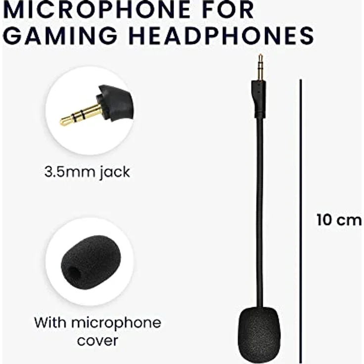 kwmobile Ersatz Kopfhörer Mikrofon für Logitech G Pro X Gaming-Headset Zubehör (Headset Microphone) - Biegsamer Arm, 3,5mm Klinkenstecker, 10cm Kabel - Schwarz – Bild 3