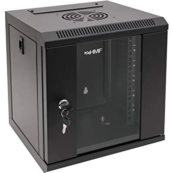 HMF Serverschrank 10 Zoll, 6 HE, Netzwerkschrank, Wandschrank, schwarz