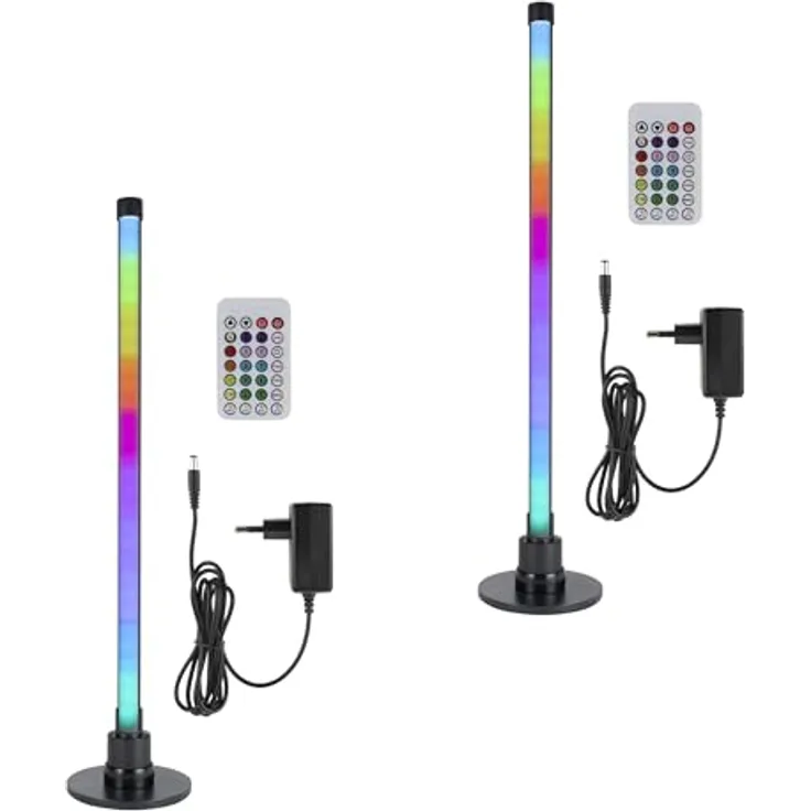REV Partylicht SPARSET - musikgesteuert & dimmbar inkl. Fernbedienung – Party Deko RGB Stehlampe 58cm 6W 200lm – LED Lightbar mit Regenbogen & dynamischem Farbwechsel – Alternative zur Discokugel