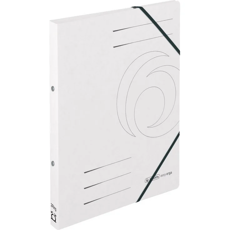 Herlitz Aktenordner Herlitz Ringhefter / Ringbuch / DIN A4 / Farbe: weiß, mit Organisationsdruck und 2 Gummizügen