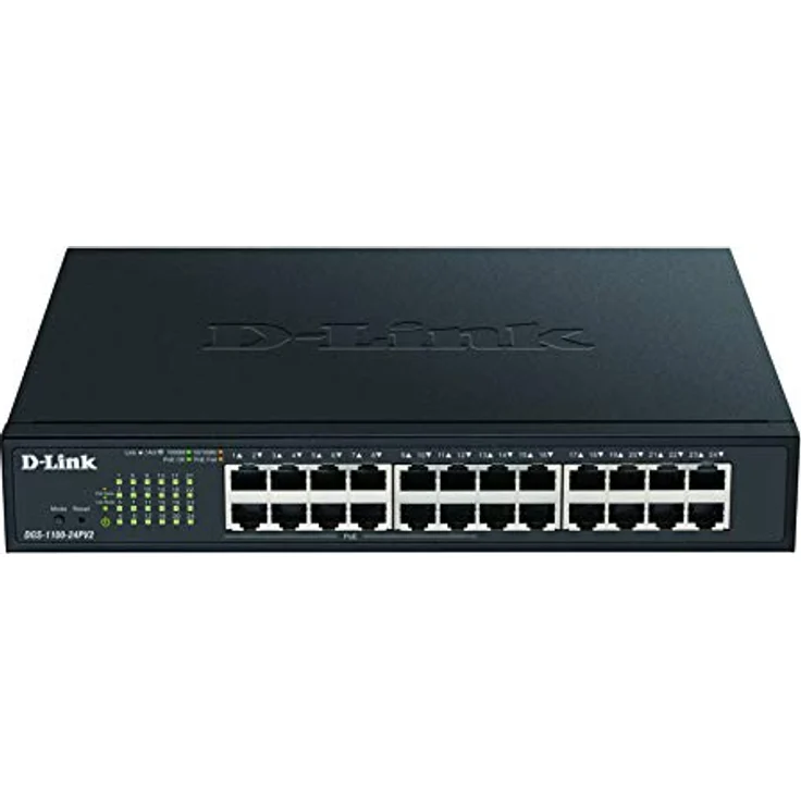 D-Link DGS-1100-24PV2/E 24-Port Gigabit PoE Smart Switch (24 x 10/100/1000 Mbit/s, Davon 12 PoE-Ports, lüfterlos) schwarz - Nur EU-Netzkabel – Bild 1