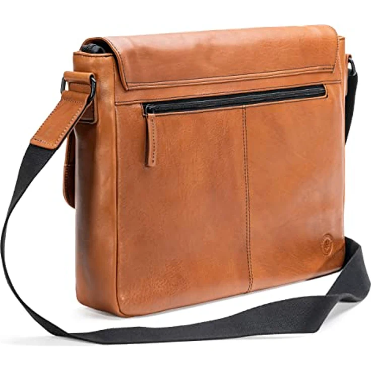 Farmhood Memphis Aktentasche, Leder Messenger mit Laptopfach für 38 cm Geräte, cognac – Bild 4