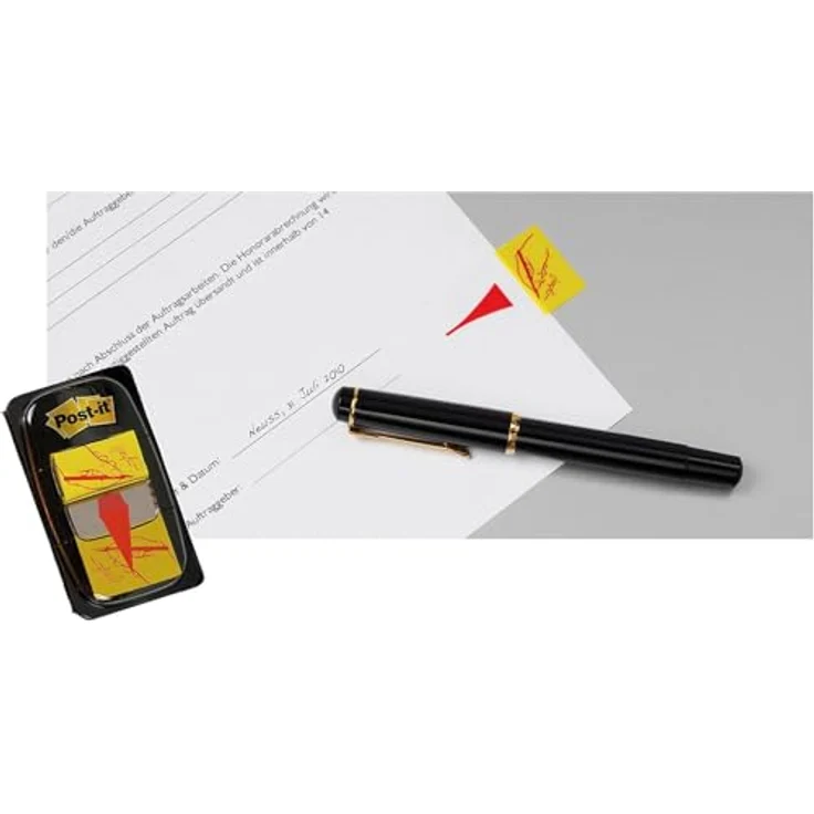 Post-it Notes Haftnotizblock, 50 selbsthaftende Haftstreifen mit Index Symbol "Unterschrift", gelb, 25,4 x 43,2 mm – Bild 3