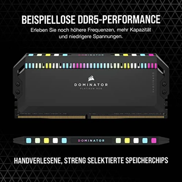 Corsair DOMINATOR PLATINUM RGB DDR5 RAM 32GB (2x16GB) 5200MHz CL40 Intel XMP iCUE Kompatibel Computer Speicher - Schwarz (CMT32GX5M2B5200C40) – Bild 3