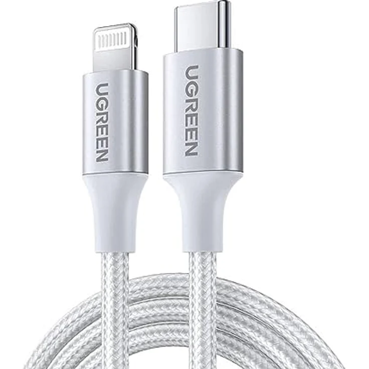 Ugreen USB-C auf Lightning Kabel 1m, MFi-zertifiziert, hochwiederstandsfähig, elegante Silberfarbe, 3A Schnellladung – Bild 1
