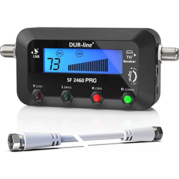 DUR-line SF 2450 W - Satfinder - Messgerät mit Gummi-Schutzhülle zur exakten Justierung Ihrer Digitalen Satelliten-Antenne - mit hoher Eingangsempfindlichkeit - inkl. F-Kabel und ausführlicher deutscher Anleitung – Bild 2