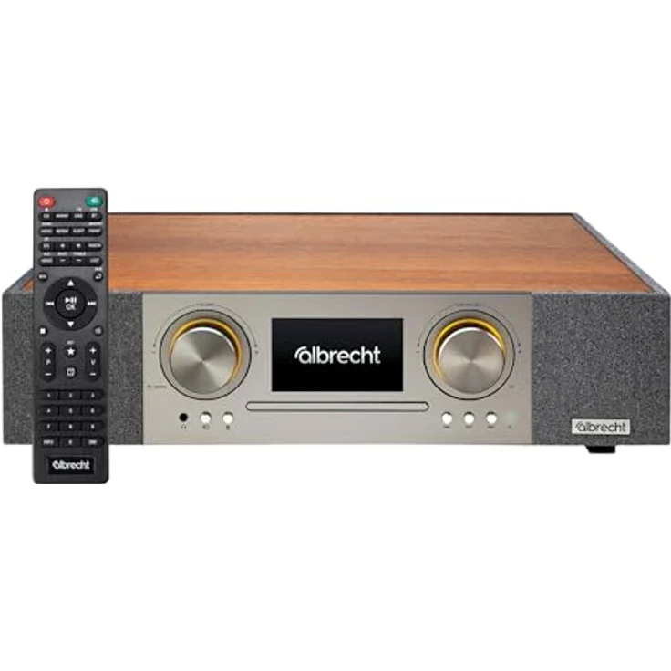 Albrecht DR 1000 All-In-One Soundsystem, 2.1 Soundbar mit 30 Watt Subwoofer, Clear-Voice, Internet-Radio, DAB+, CD-Player, Musik-Streaming, HDMI, braun/grau – Bild 1