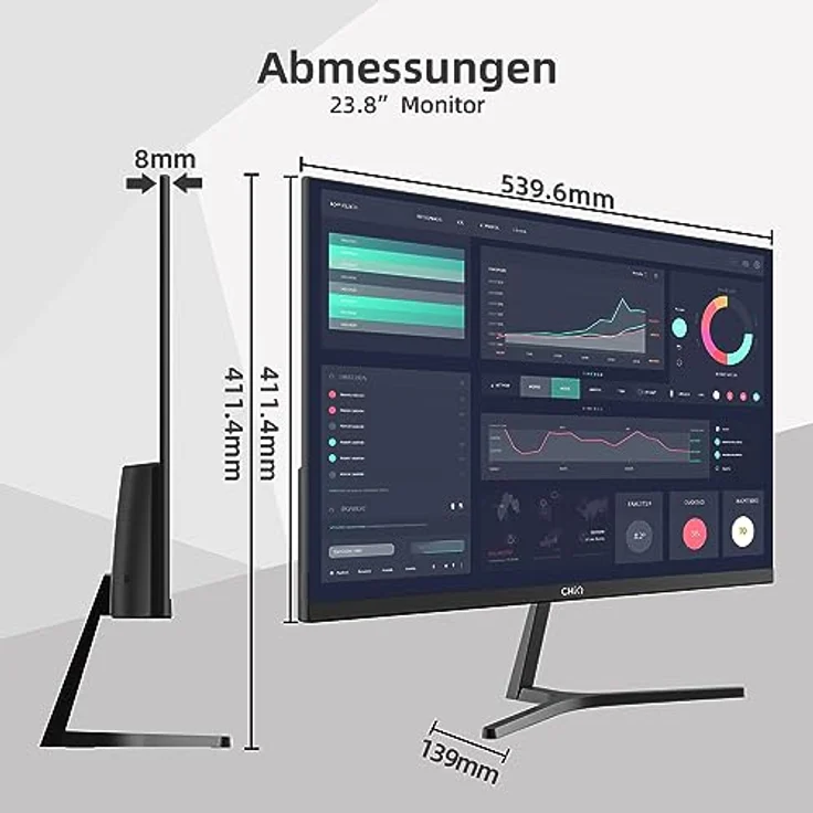 CHIQ 24 Zoll Monitor, Full HD, Ultra Slim, 3-seitig Rahmenlos, IPS, 99% sRGB, AMD FreeSync, 75Hz, VA, VESA montierbar, Quick Release – Bild 3