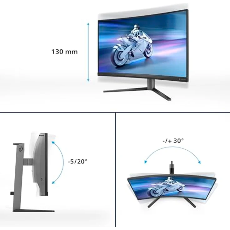 PHILIPS Evnia 27M2C5200W - 27 Zoll FHD Curved Gaming Monitor, 280 Hz, HDR10, 1 ms GtG, FreeSync Prem. (dunkelgrau) – Bild 5