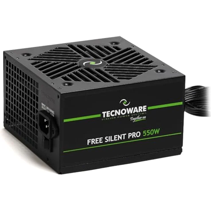 Tecnoware Free Silent PRO 550, Netzteil für PCs mit NVIDIA GeForce GTX - RTX, leiser 12 cm Lüfter, PCI-E 6+2, CPU 4+4, SATA, Molex – Bild 1