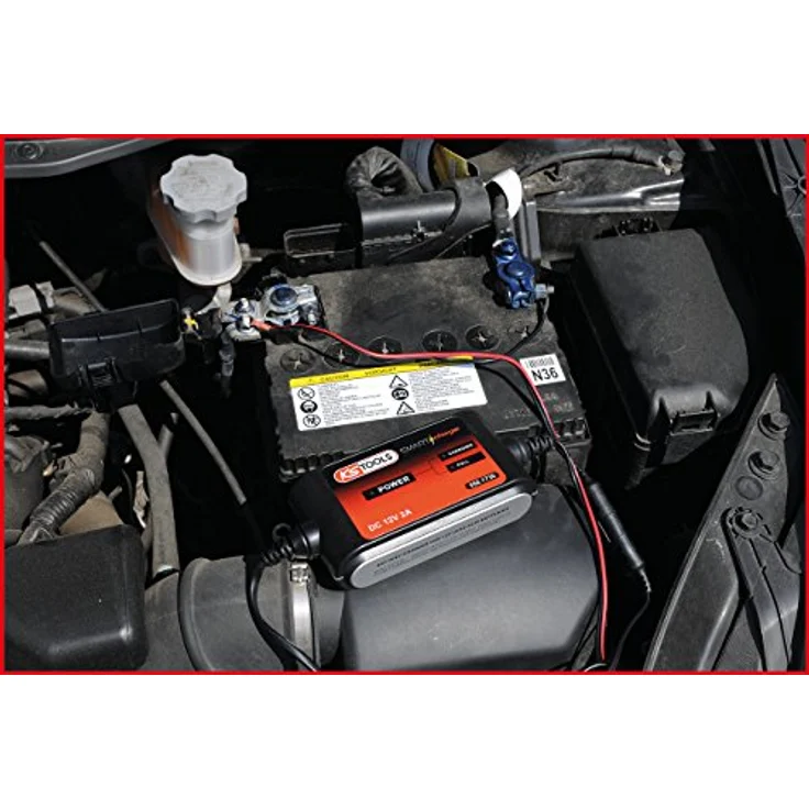 KS Tools 550.1730 Kfz-Ladegerät 2A, vollautomatischer Ladezyklus, spritzwassergeschützt IP44, für Bleisäure- und AGM-Batterien, inklusive 3 Anschlusskabel – Bild 5