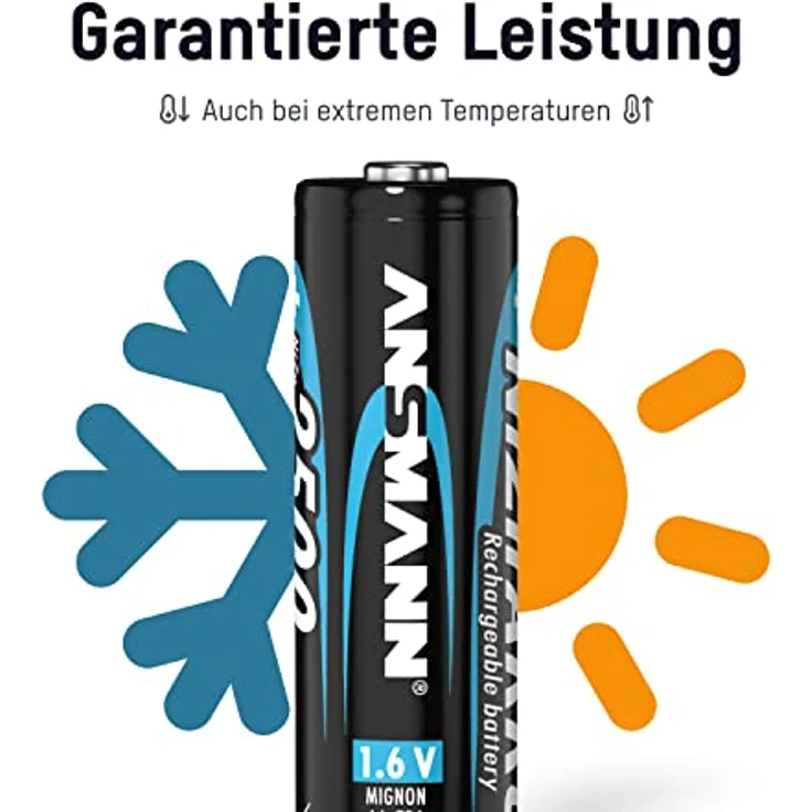 ANSMANN Nickel-Zink Akku AA 1,6V 1600mAh (2500mWh) Mignon NiZn-Ni-Zn Accu AA wiederaufladbare Batterien AA - Ersatz für 1,5V Einwegbatterien (4 Stück) – Bild 4