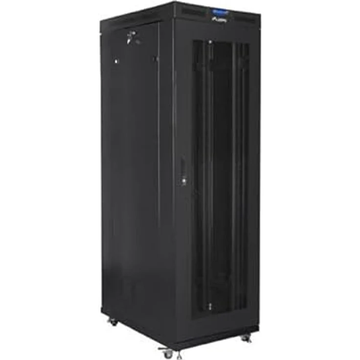 Lanberg FF01-8042-23BL Rackschrank 42U, freistehendes Rack in Schwarz, 1200 kg Tragfähigkeit, mit LCD-Panel und Lüftungsöffnung – Bild 3