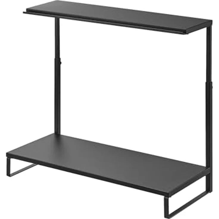 Yamazaki 1303 Tower, 2-stöckiger Monitorständer, schwarz, aus Stahl/Silikon/Polypropylen, 59 x 27,5 x 38-65 cm, minimalistisches Design – Bild 1