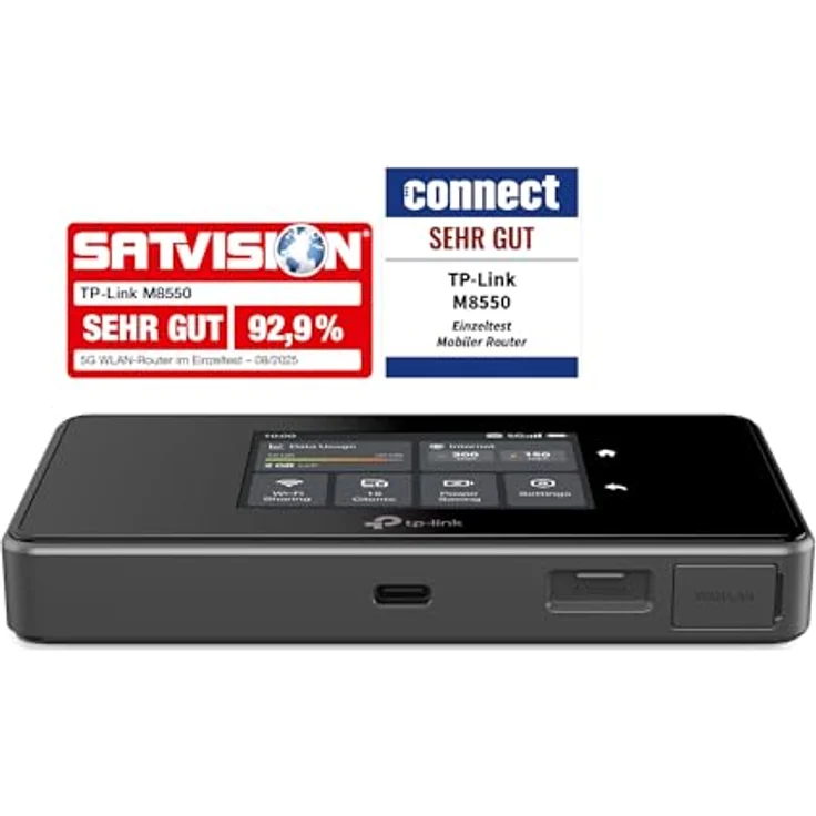 TP-Link M8550 5G LTE Mobiler WLAN Router, 3,4 Gbit/s, Tri-Band Wi-Fi 6E, 4680 mAh Akku, Touchscreen, bis zu 32 Geräte – Bild 3