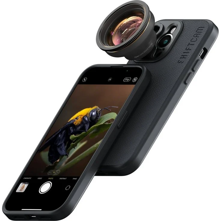 ShiftCam LensUltra 75mm Long Range Makroobjektiv, 10x Vergrößerung, Fluoritglas und Aluminium, mehrschichtige AR-Beschichtung, min. Fokusentfernung 70-100mm