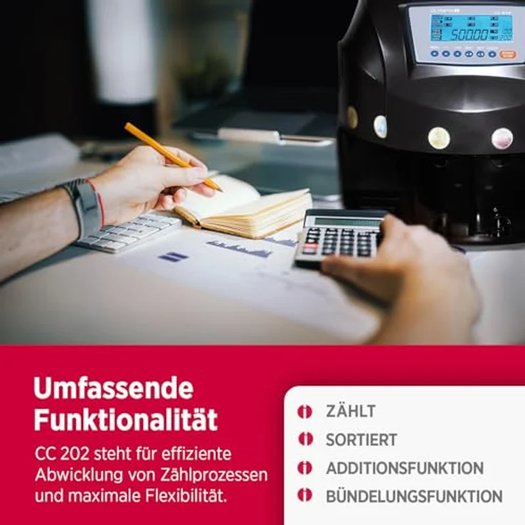 Olympia CC202, Münzzähler und Münzsortiergerät mit Zählgeschwindigkeit von 200 Münzen/Min, für Euro-Münzen, RS232-Anschluss – Bild 5