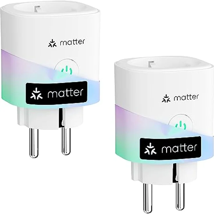 Meross Matter Smart Steckdosen mit Stromverbrauch, WLAN Steckdosen mit Stromzähler für Balkonkraftwerk, funktioniert Apple HomeKit, Alexa und Google, 16A, 2 Stücke – Bild 1