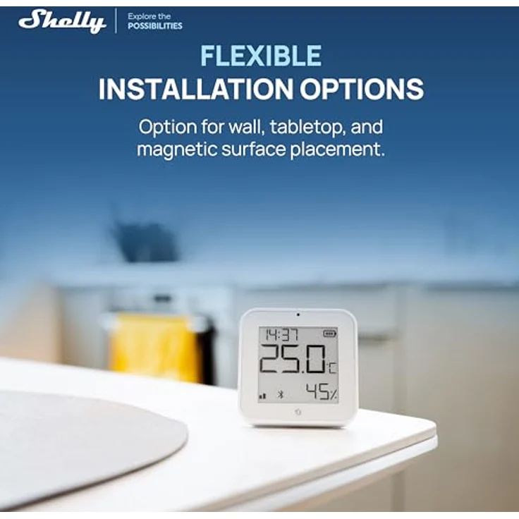 SHELLY BLU H&T Display ZB, Temperatur-/Luftfeuchtigkeitssensor mit E-Paper-Display, weiß, Zigbee 3.0 und Bluetooth 5.0 – Bild 4