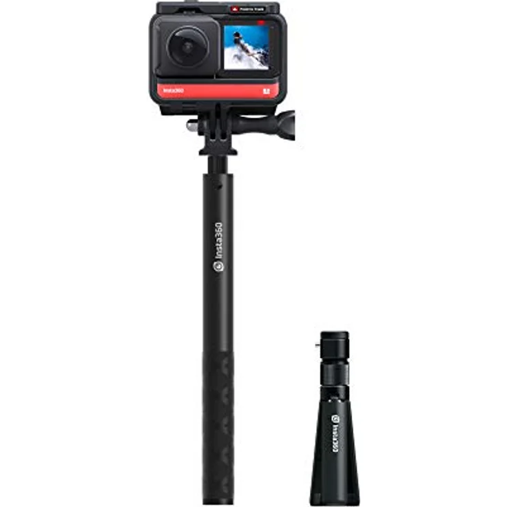 Insta360 Bullet Time Bundle - Kit mit Aluminium Selfie Stick und Zusätzlichem Ergonomischem Griff mit Integriertem Stativ, Kompatibel mit ONE-ONE X - EVO Camcorder, Ausziehbar bis zu 120 cm - Schwarz – Bild 3
