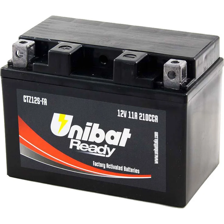 Unibat Akku CTZ12S, 12 V Motorradbatterie mit 11,6 Ah Kapazität, wartungsfrei, Kaltstartstrom 210 A, Breite 87 mm, Länge 150 mm, Höhe 110 mm