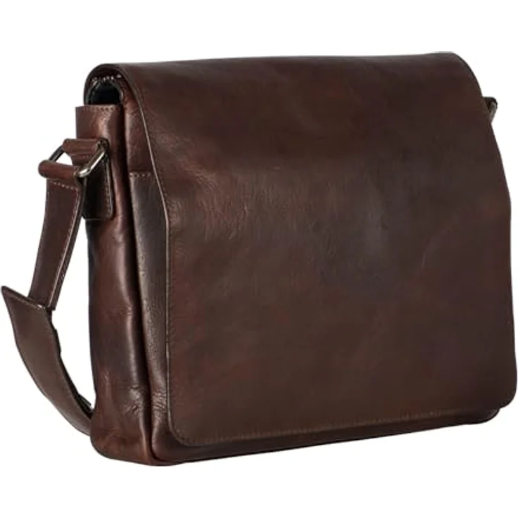 Leonhard Heyden Roma Messenger, Leder Laptop-Tasche mit 31 cm gepolstertem Laptopfach, braun – Bild 1