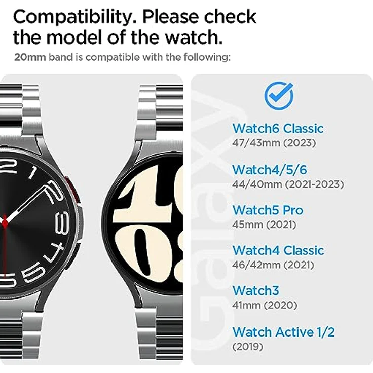 Spigen Modern Fit Armband kompatibel mit Galaxy Watch 6 Classic 47/43mm | 6 44/40mm | 5 Pro 45mm | 5 4 44mm 40mm| Galaxy Watch 4 Classic 46mm 42mm | Galaxy Watch 3 41mm | Galaxy Watch Active - Schwarz – Bild 2