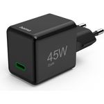 Hama Schnellladegerät GaN Charger, USB-C Power Delivery & Qualcomm Quick Charge, 45 W, Super-Mini-Format, ideal für iPhone, schwarz
