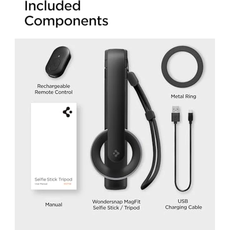 Spigen S571W MagSafe Tripod, Selfie Stick mit stabiler Konstruktion und Bluetooth-Fernbedienung, Schwarz – Bild 8