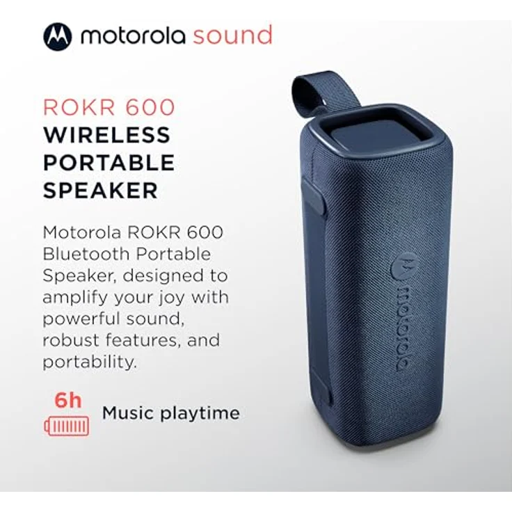 Motorola ROKR 600 Kabelloser Bluetooth-Lautsprecher, leistungsstarker 30-W-Sound, IP67-zertifiziert (blau) – Bild 2