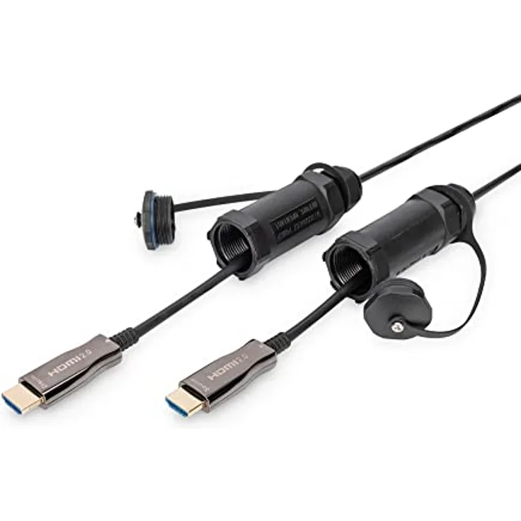 DIGITUS 4K HDMI AOC Verbindungskabel, gepanzert Schutzhülse für Stecker IP 68; 10m, 4K*2K@60HZ