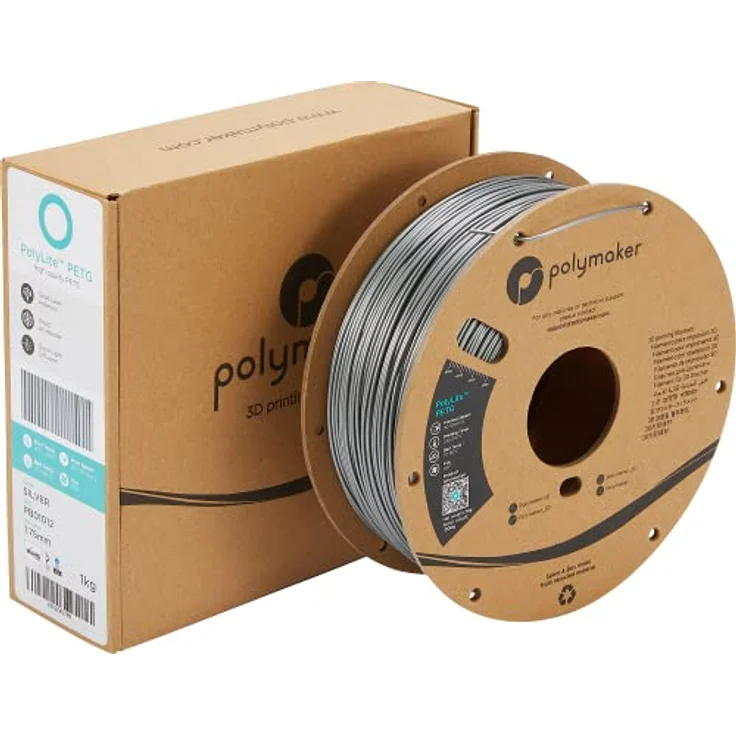Polymaker PolyLite PETG Filament 1.75mm 1000g Silber, hitzebeständig, hohe Zugfestigkeit – Bild 5