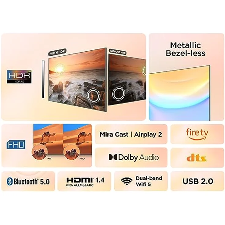 TCL 32SF540 - 32 Zoll FHD Smart Fernseher - HDR & HLG-Dolby Audio-DTS Virtual X /DTS-HD-Metall Randlos-Dual-Band Wifi 5-mit Fire OS 7 System - Schwarz – Bild 3